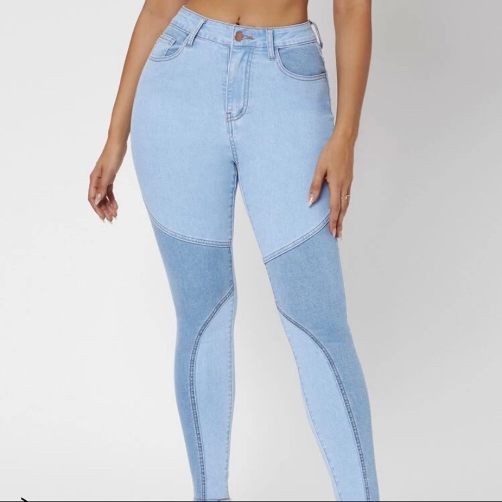 Denim patchwork jeans
